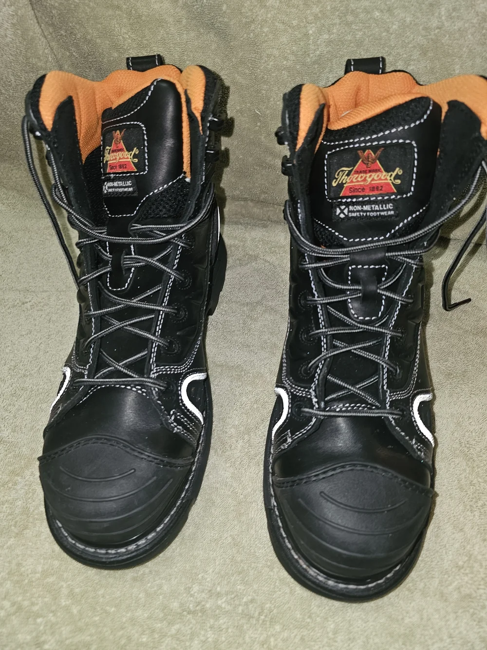 Throggood Black and Orange Safety Work Boots for Men